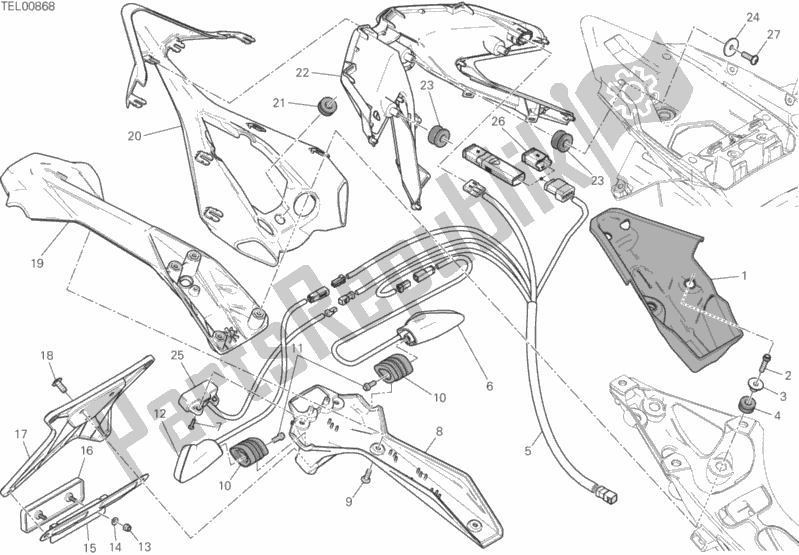 Todas las partes para 27a - Soporte De Matrícula - Luz Trasera de Ducati Superbike Panigale R 1199 2016